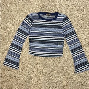 Almost Famous Blue Striped Top Small